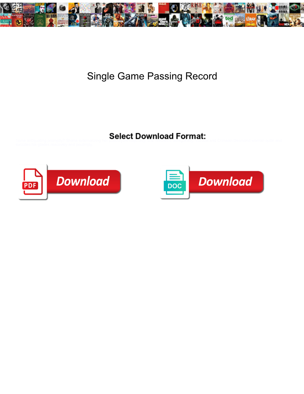 Single Game Passing Record