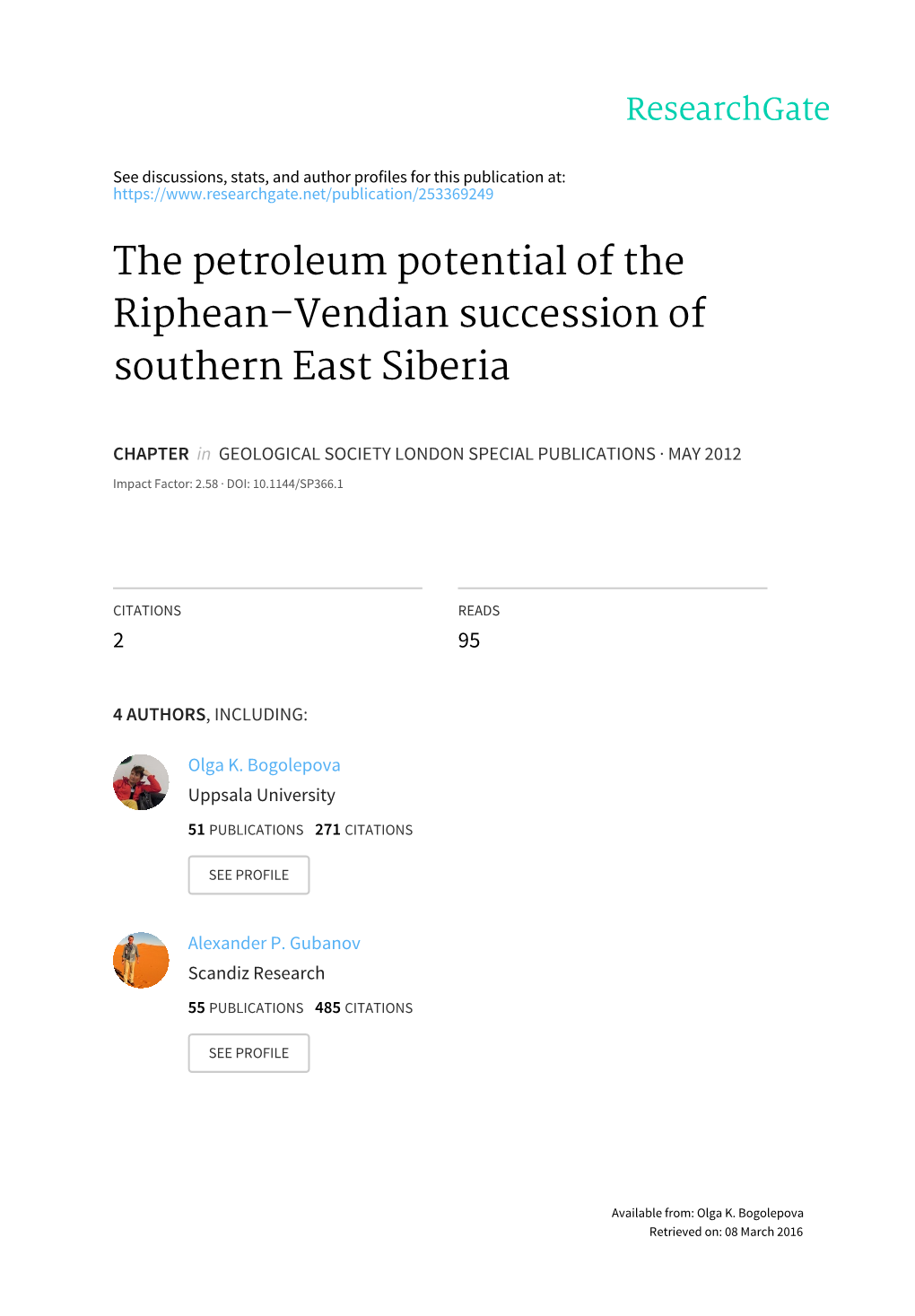 The Petroleum Potential of the Riphean–Vendian Succession of Southern East Siberia