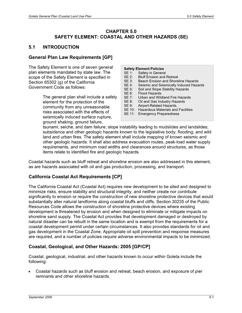 Coastal and Other Hazards (Se)