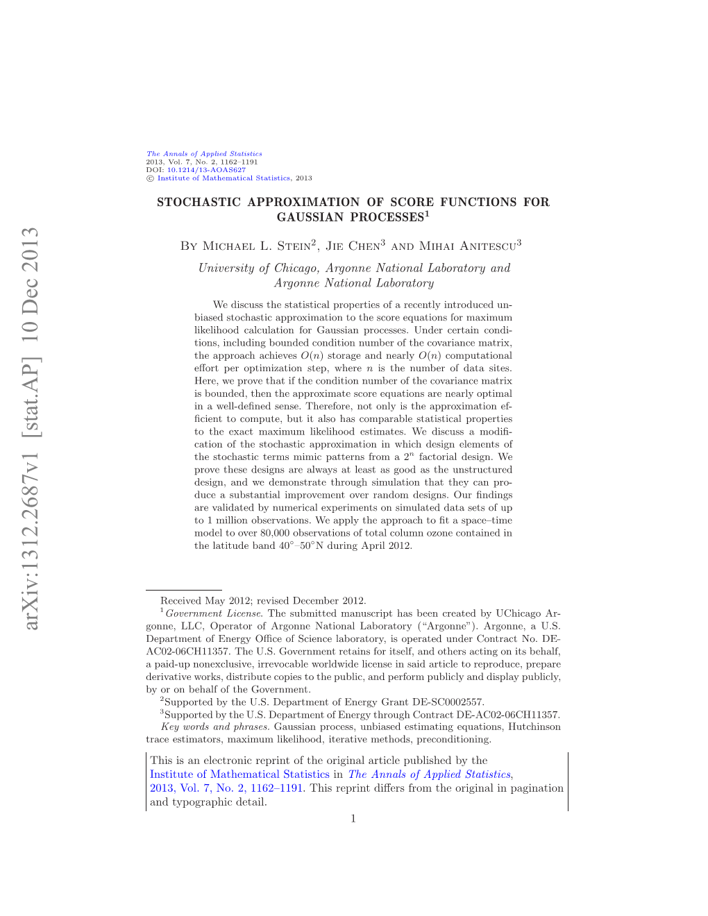 Stochastic Approximation of Score Functions for Gaussian Processes