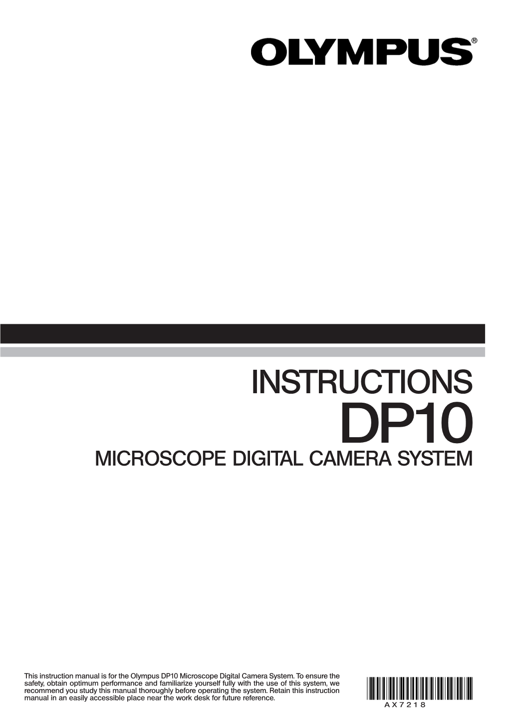 Instructions Dp10 Microscope Digital Camera System