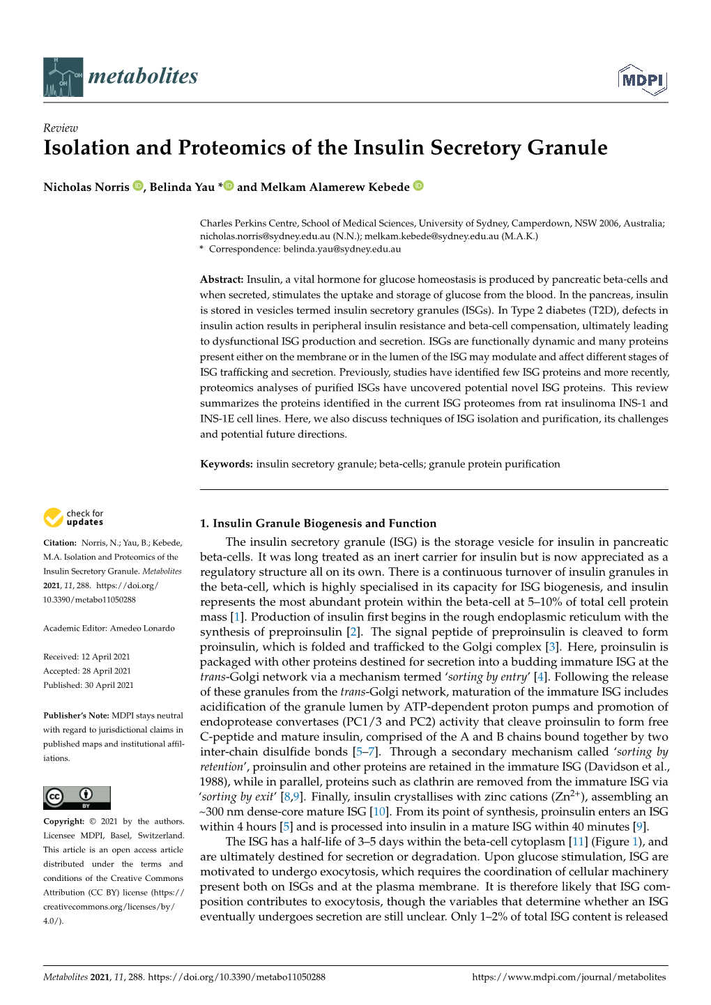 Isolation and Proteomics of the Insulin Secretory Granule