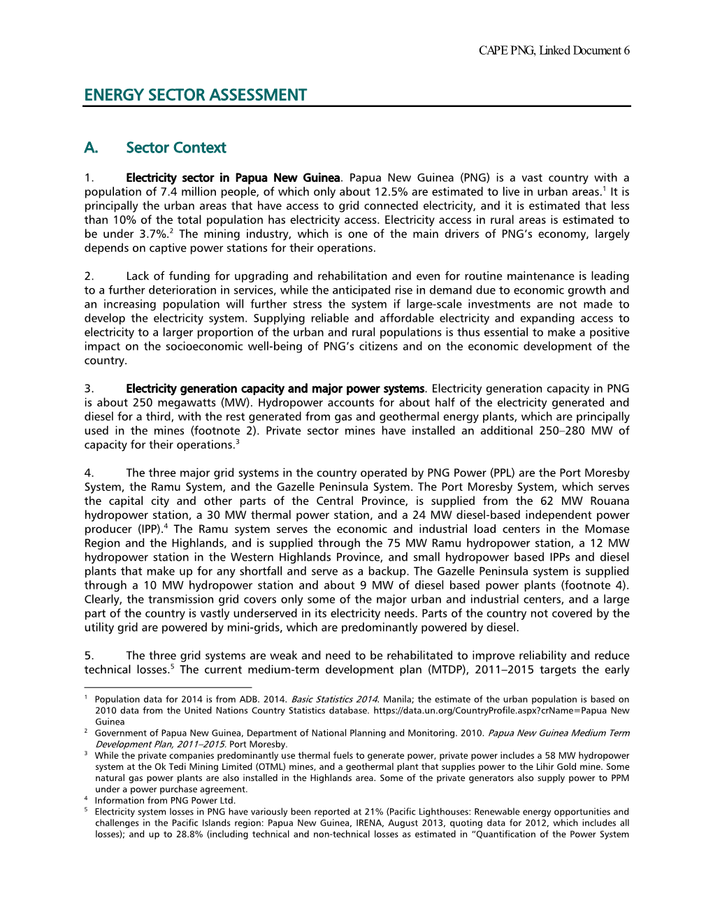 Energy Sector Assessment