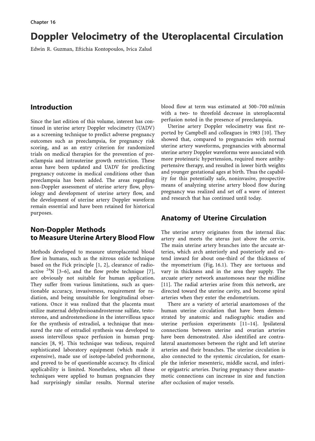 Doppler Velocimetry of the Uteroplacental Circulation