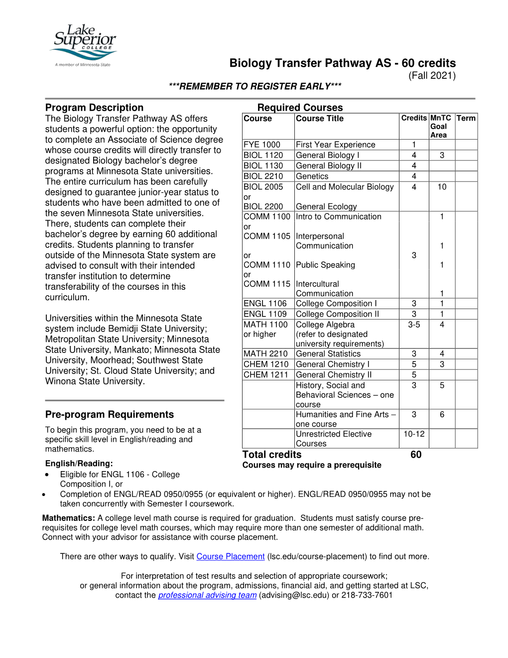 Biology Transfer Pathway Program Guide