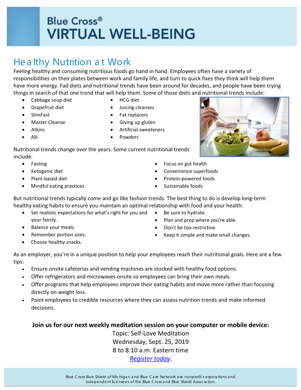 Healthy Nutrition at Work Feeling Healthy and Consuming Nutritious Foods Go Hand in Hand