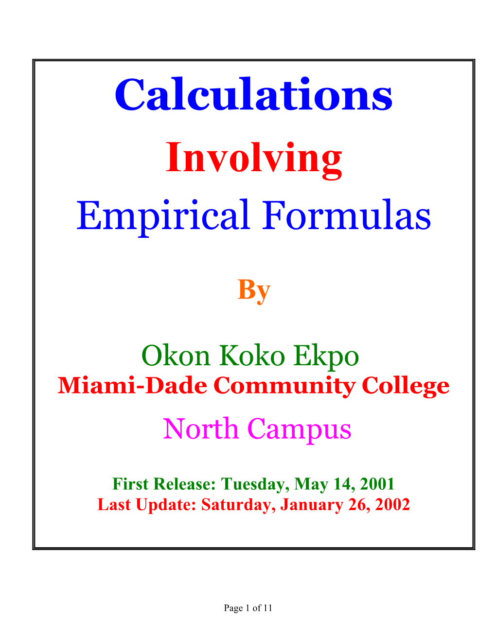 Empirical Formulas