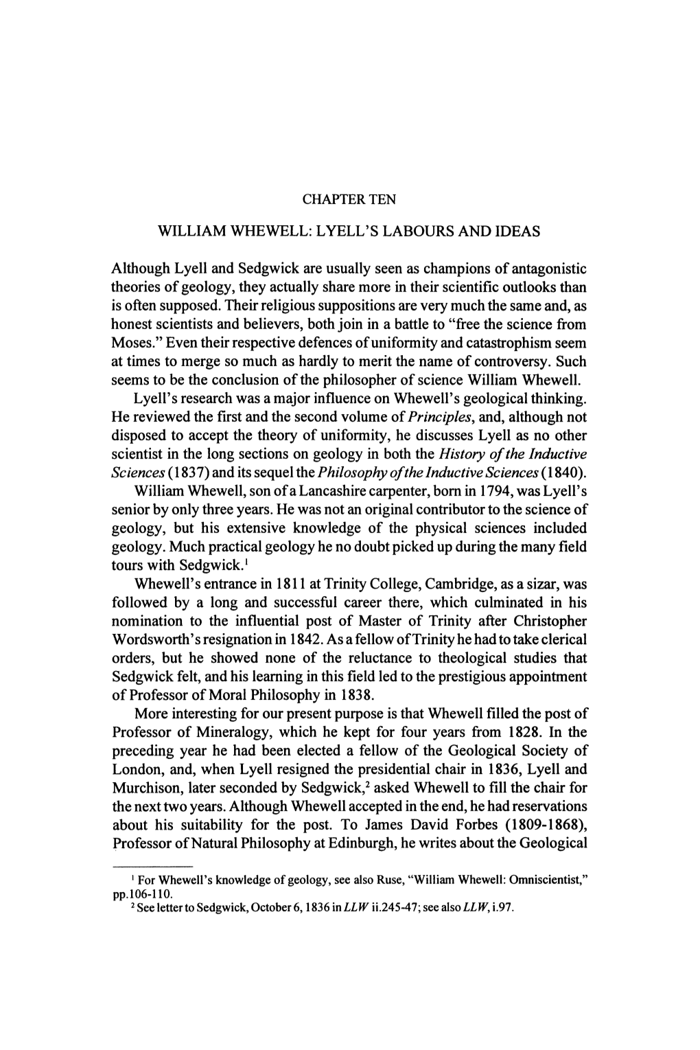 Chapter Ten William Whewell: Lyell's Labours And