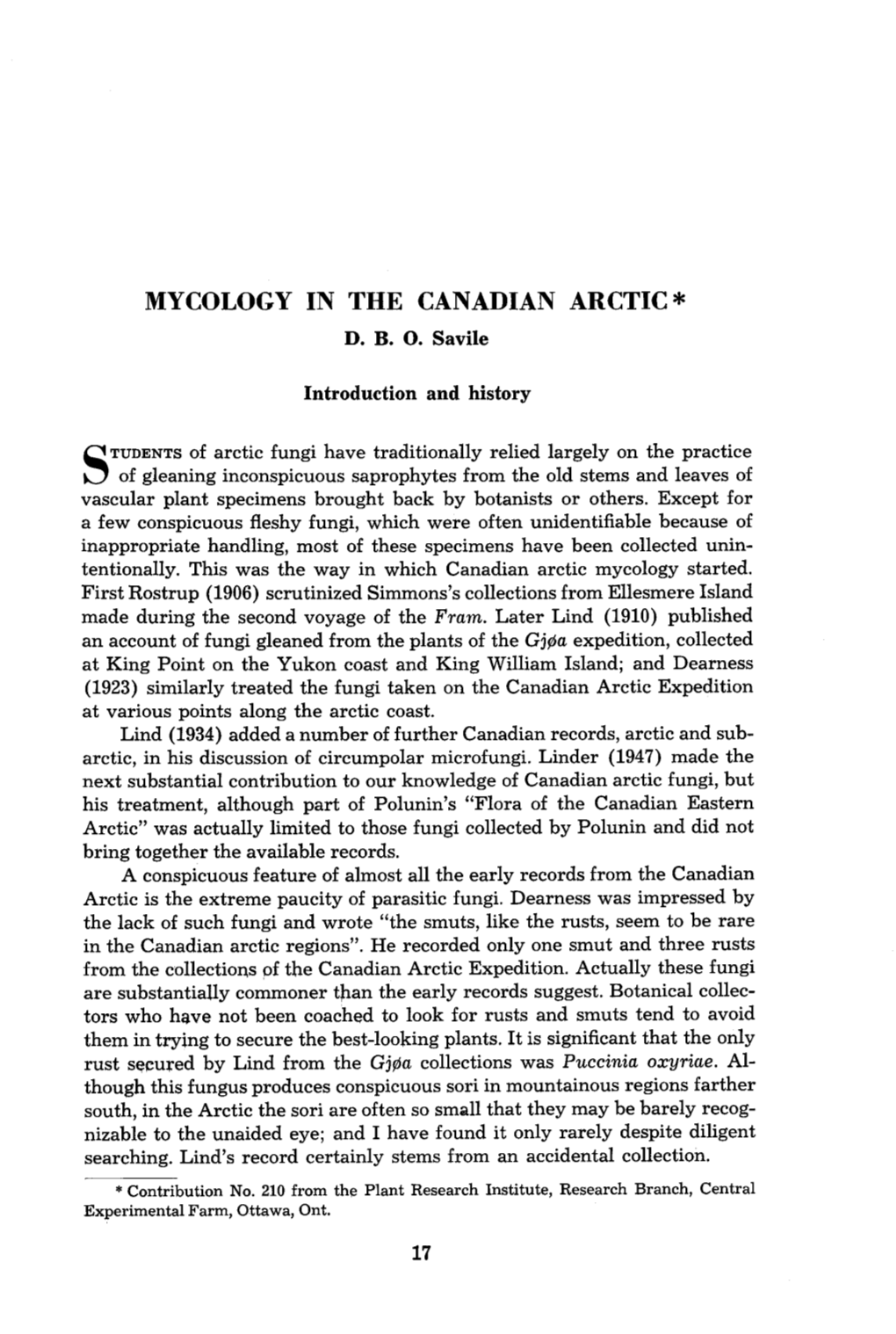 Mycology in the Canadian Arctic