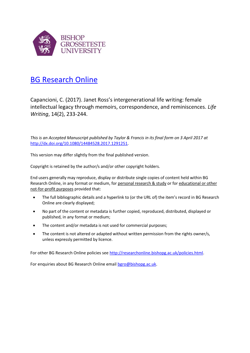 BG Research Online