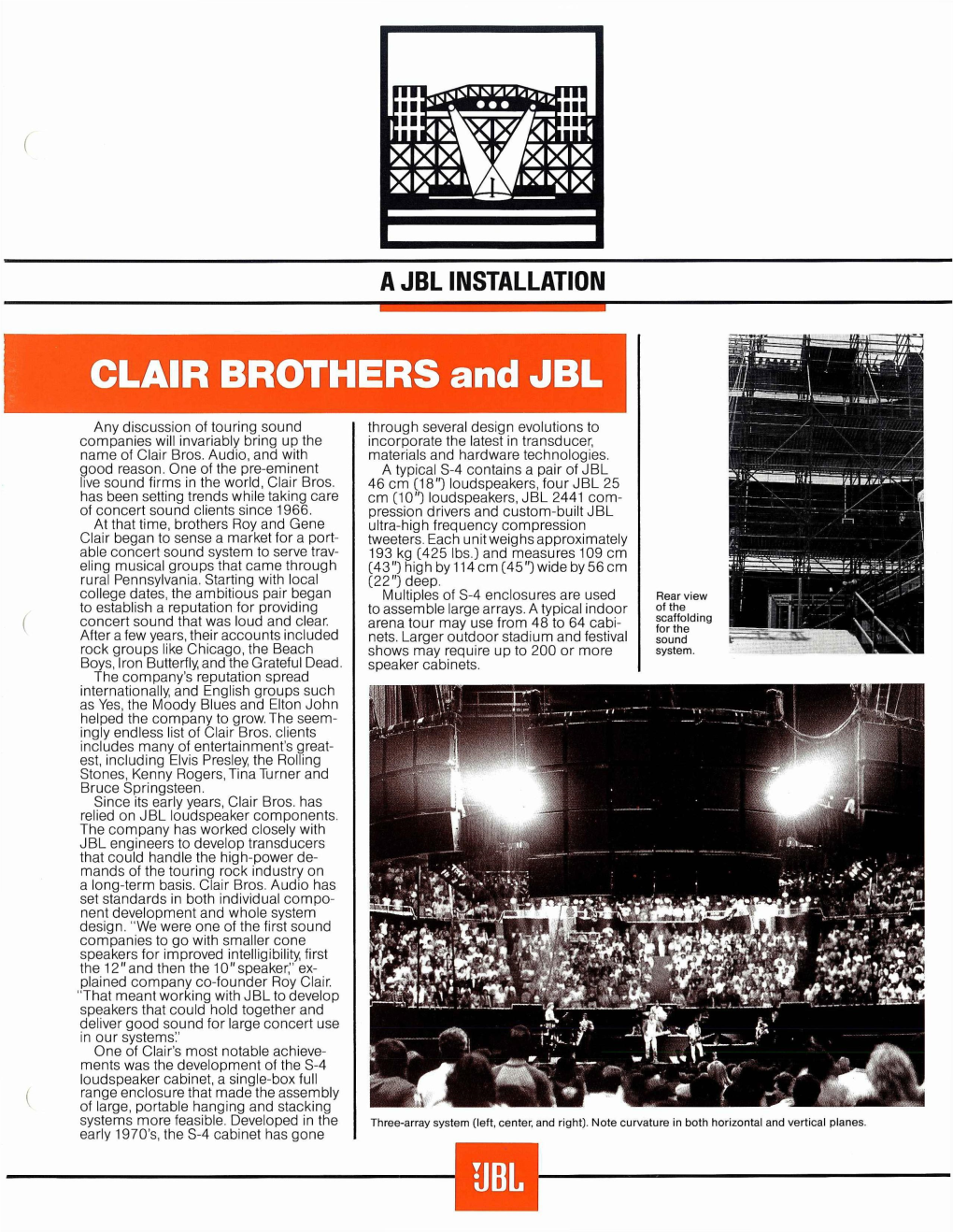 A JBL INSTALLATION CLAIR BROTHERS And