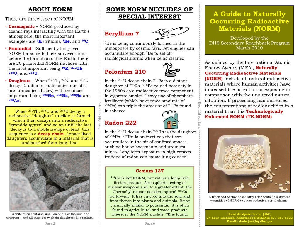 A Guide to Naturally Occurring Radioactive Materials (NORM)