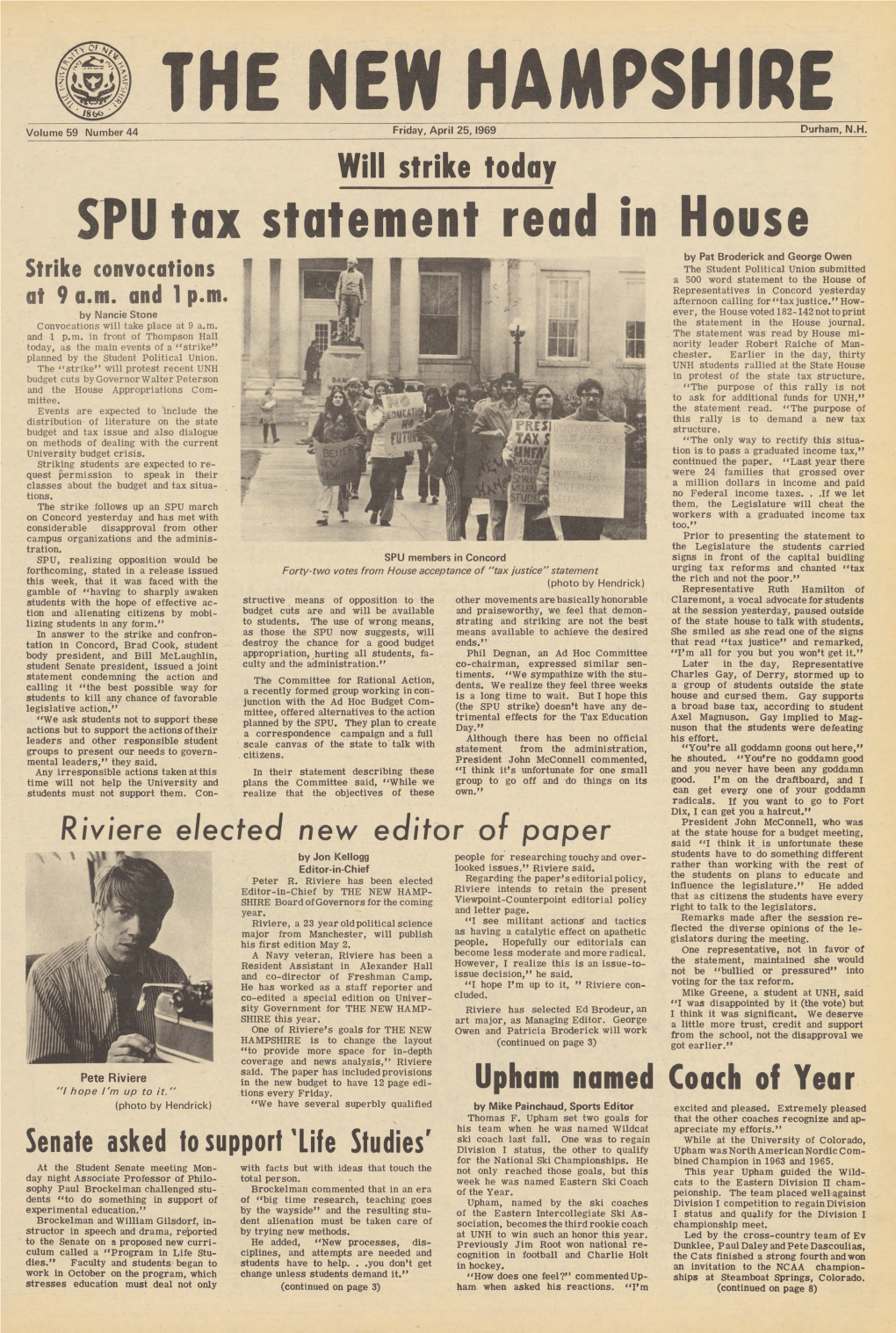 THE NEW HAMPSHIRE Friday, April 25,1969 Durham, N.H