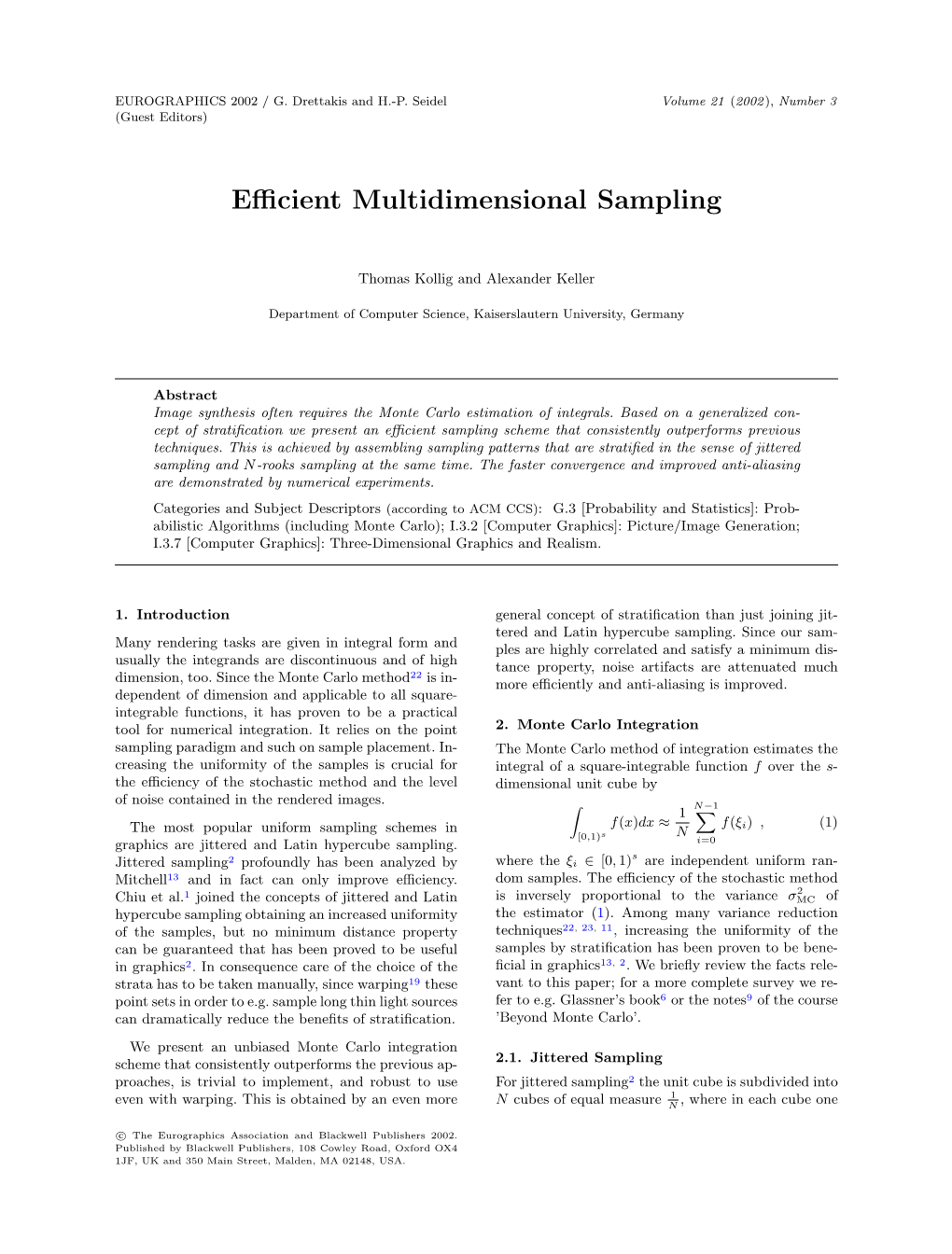 Efficient Multidimensional Sampling