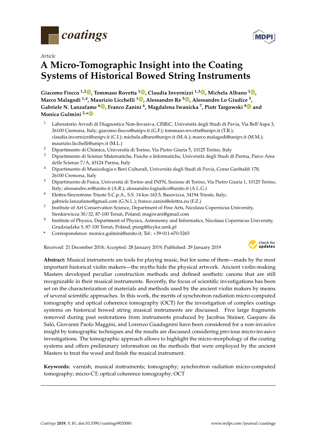 A Micro-Tomographic Insight Into the Coating Systems of Historical Bowed String Instruments