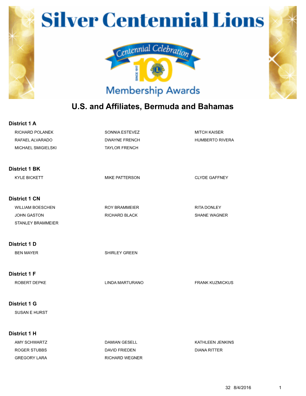 U.S. and Affiliates, Bermuda and Bahamas