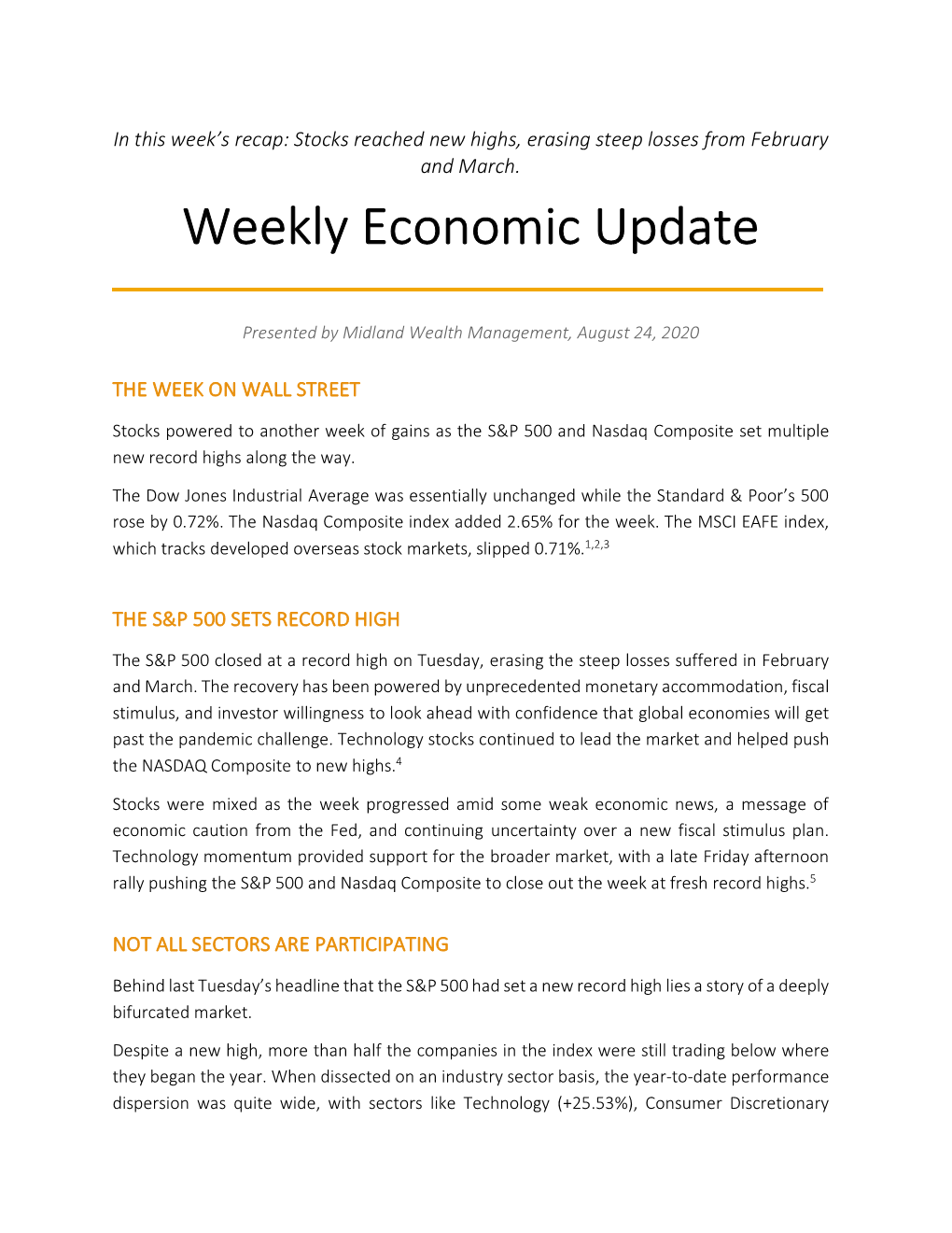 Weekly Economic Update