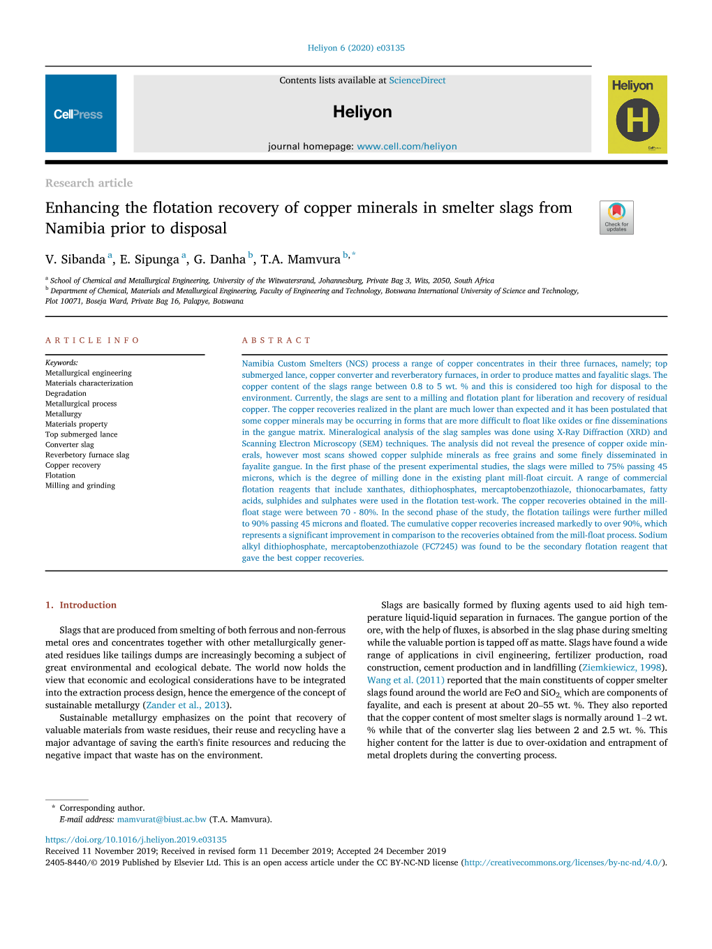 Enhancing the Flotation Recovery of Copper Minerals in Smelter Slags