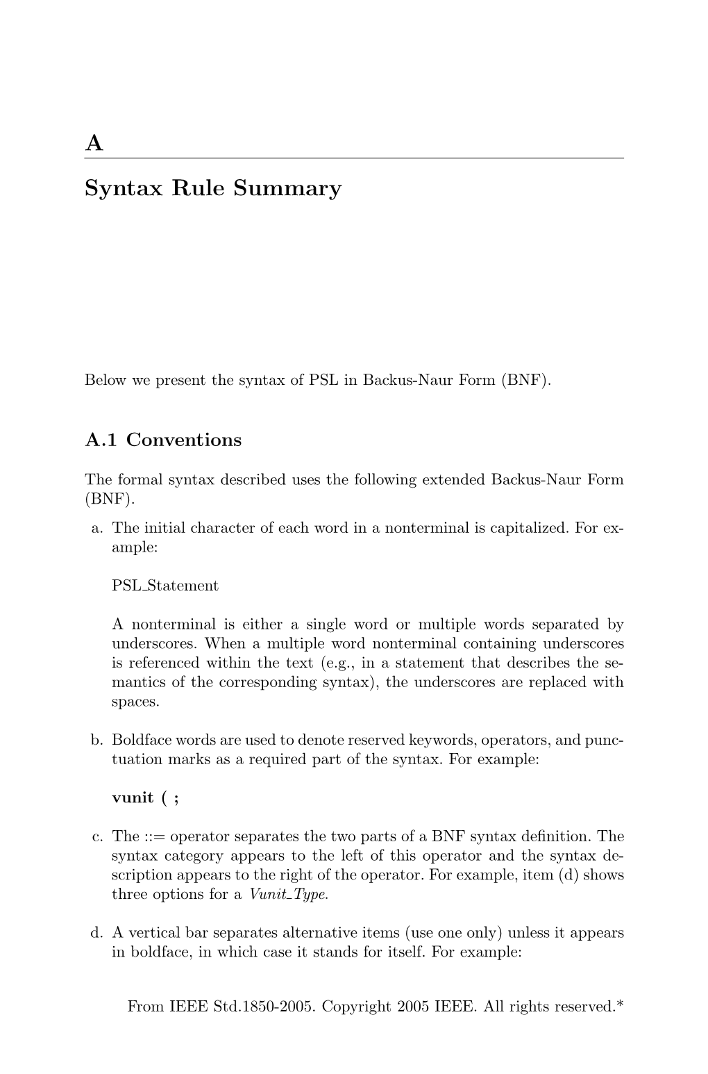 A Syntax Rule Summary