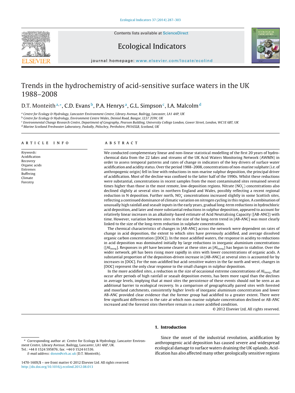 Ecological Indicators 37 (2014) 287–303