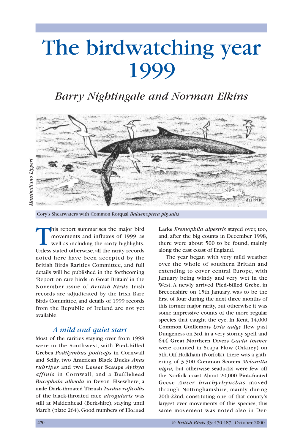 The Birdwatching Year 1999 Barry Nightingale and Norman Elkins Massimiliano Lipperi