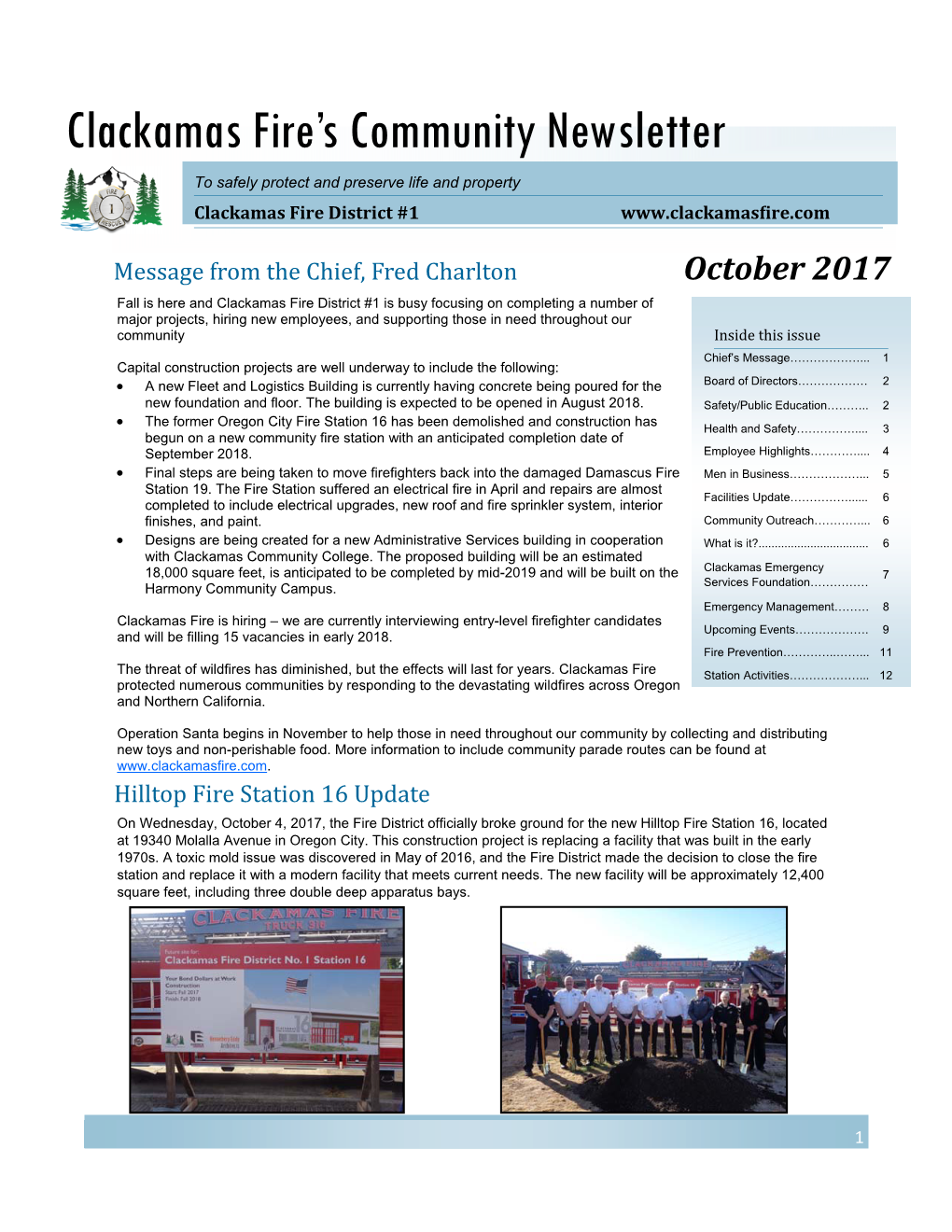 Chief's Newsletter