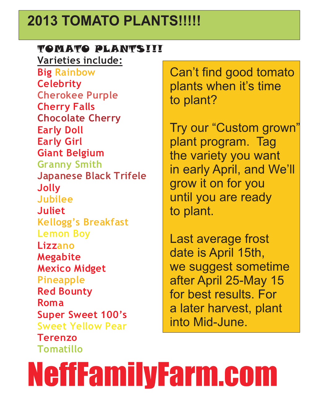 Tomato Varieties