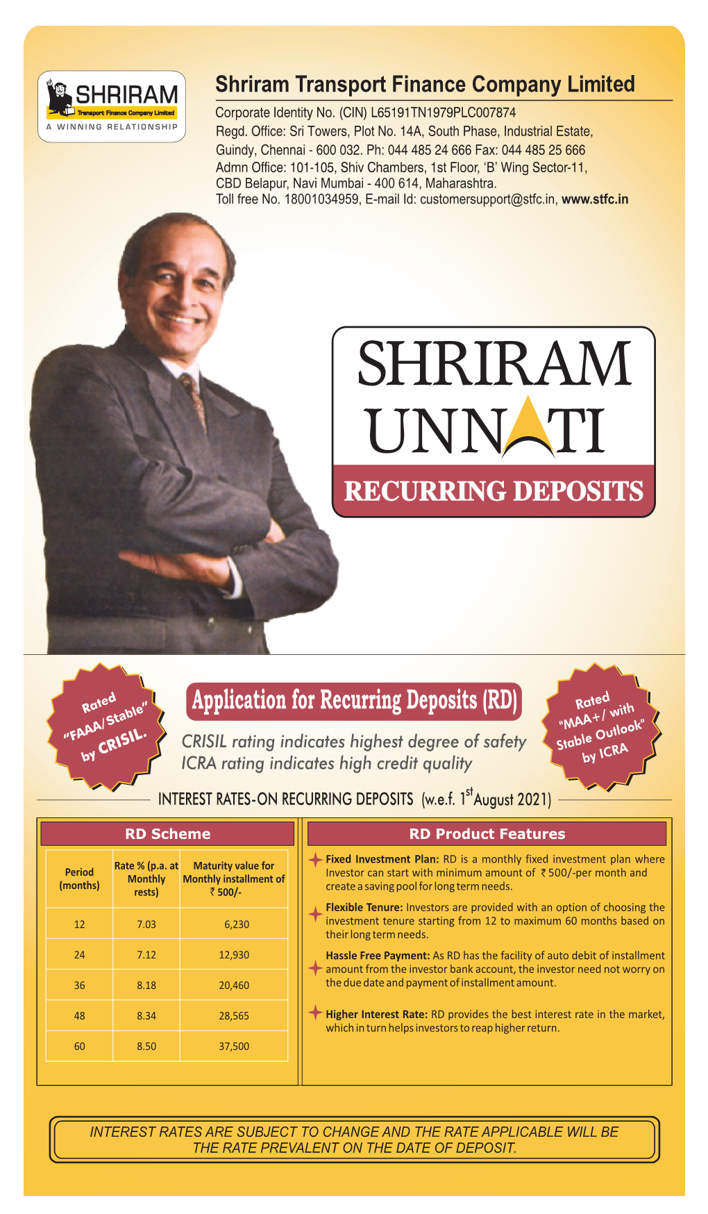 Recurring Deposit Application Form