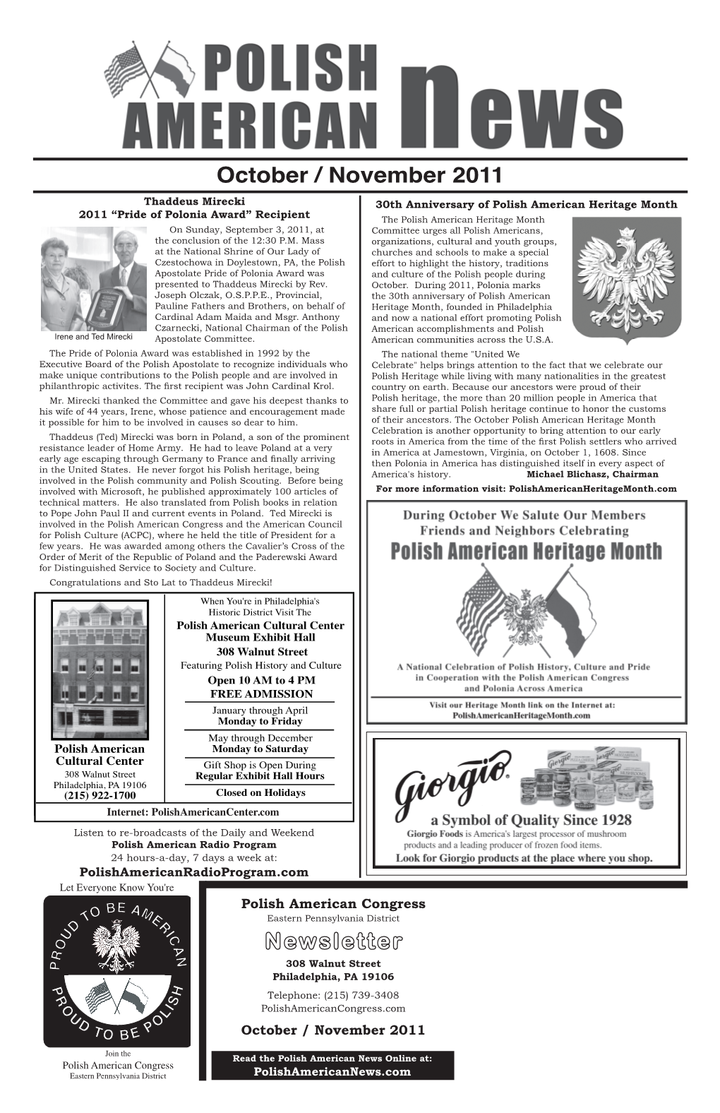 October / November 2011 Newsletter