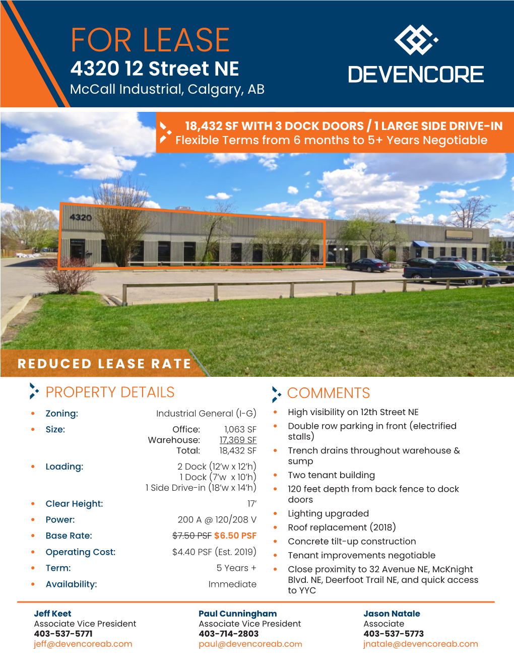 FOR LEASE 4320 12 Street NE Mccall Industrial, Calgary, AB