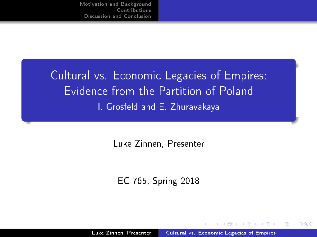 Cultural Vs. Economic Legacies of Empires: Evidence from the Partition of Poland I