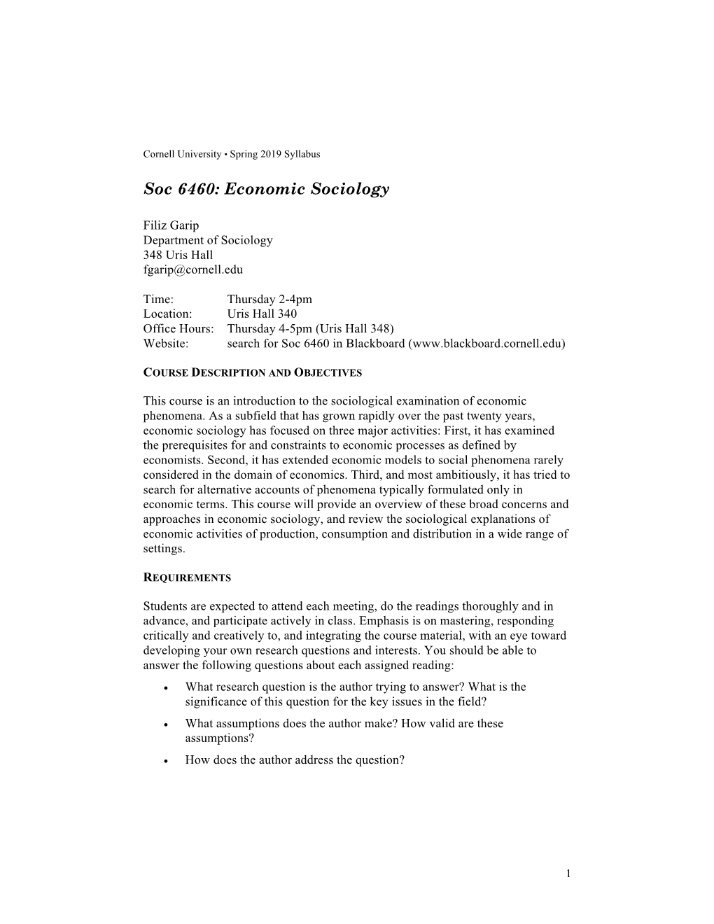 Soc 6460: Economic Sociology