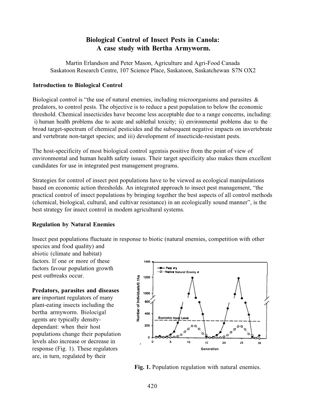 1997 Biological Control of Insect Pests in Canola