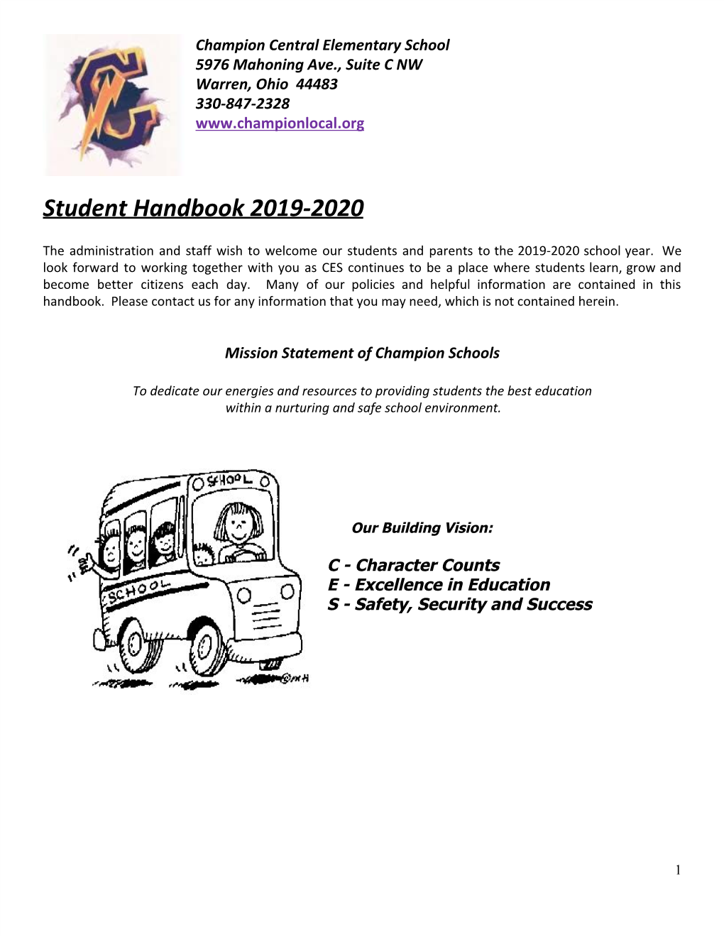 Student Handbook 2019-2020