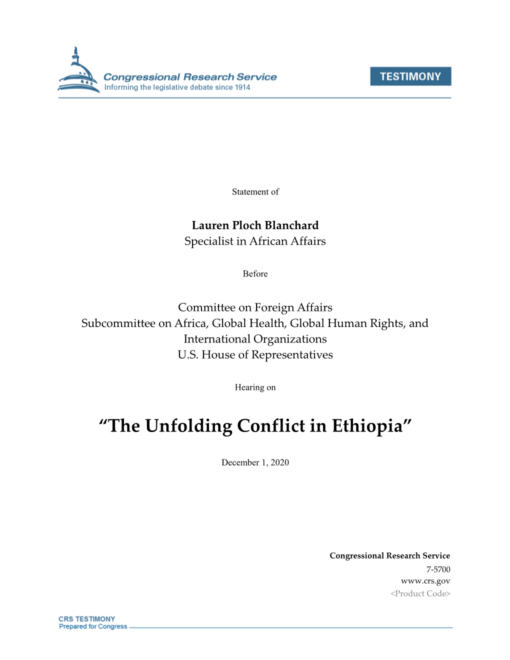 “The Unfolding Conflict in Ethiopia”