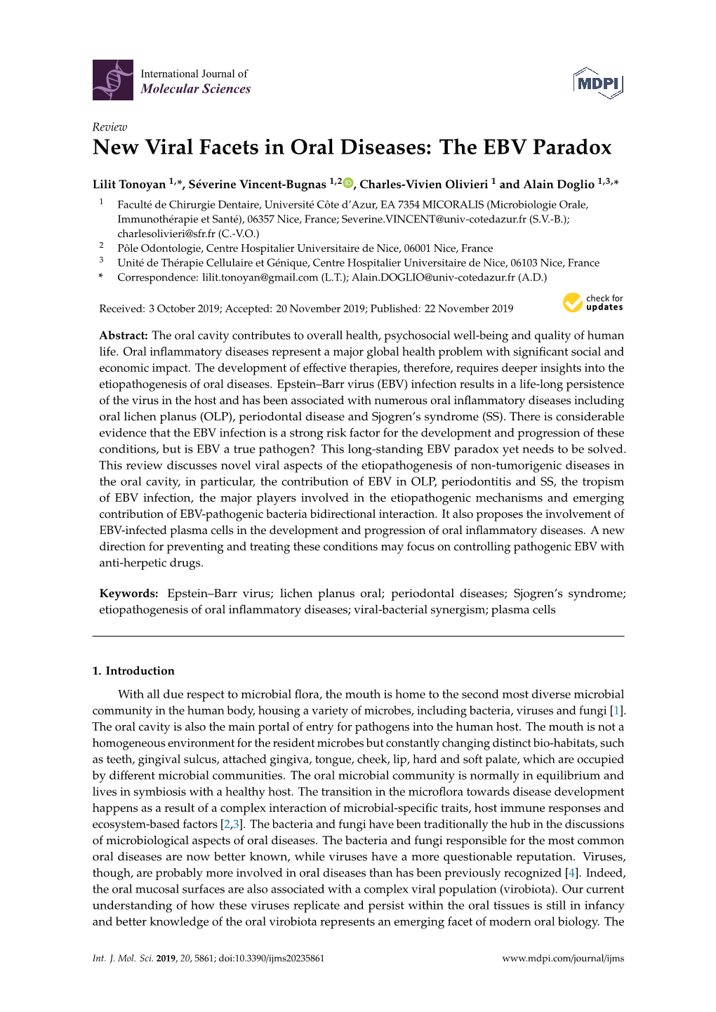 New Viral Facets in Oral Diseases: the EBV Paradox