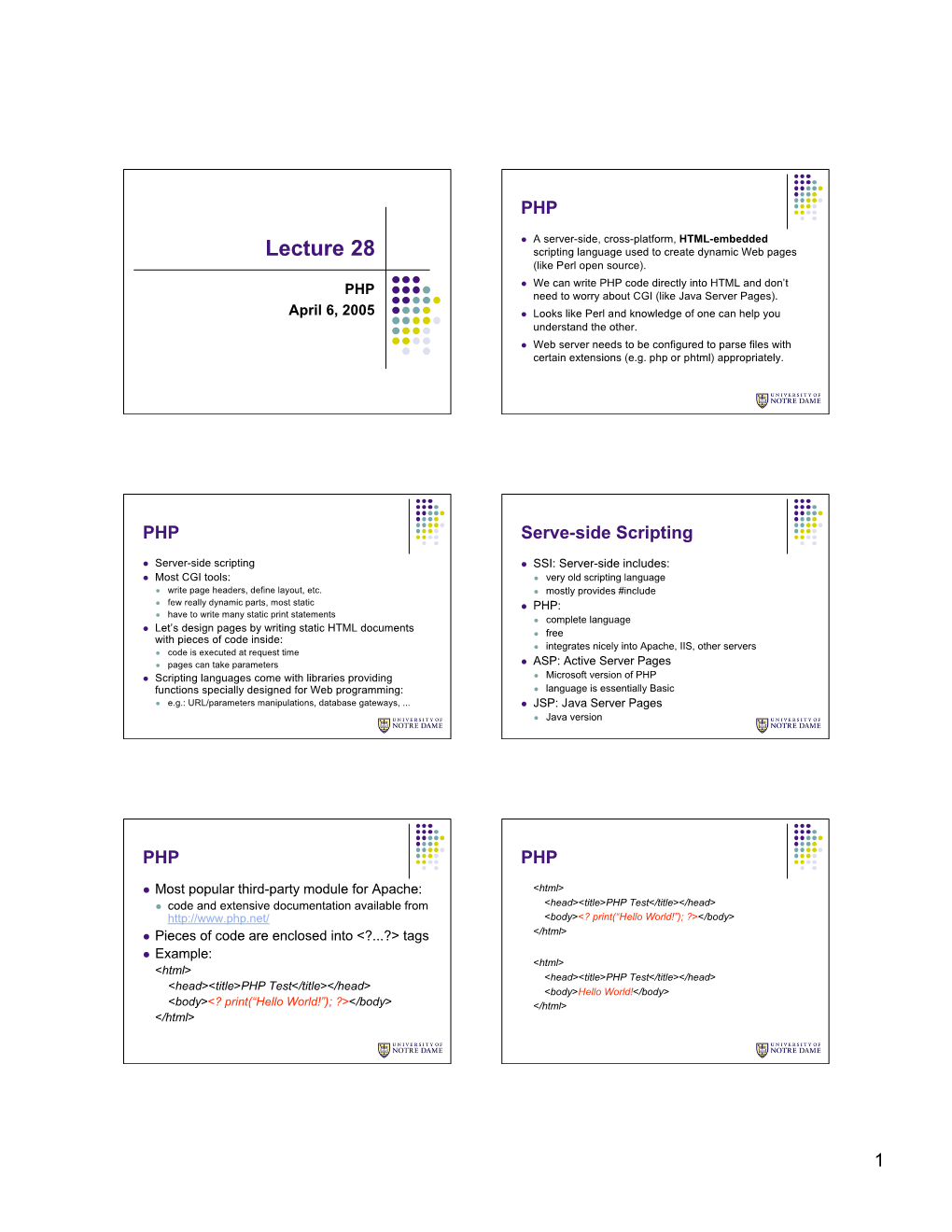 Lecture 28 Scripting Language Used to Create Dynamic Web Pages (Like Perl Open Source)