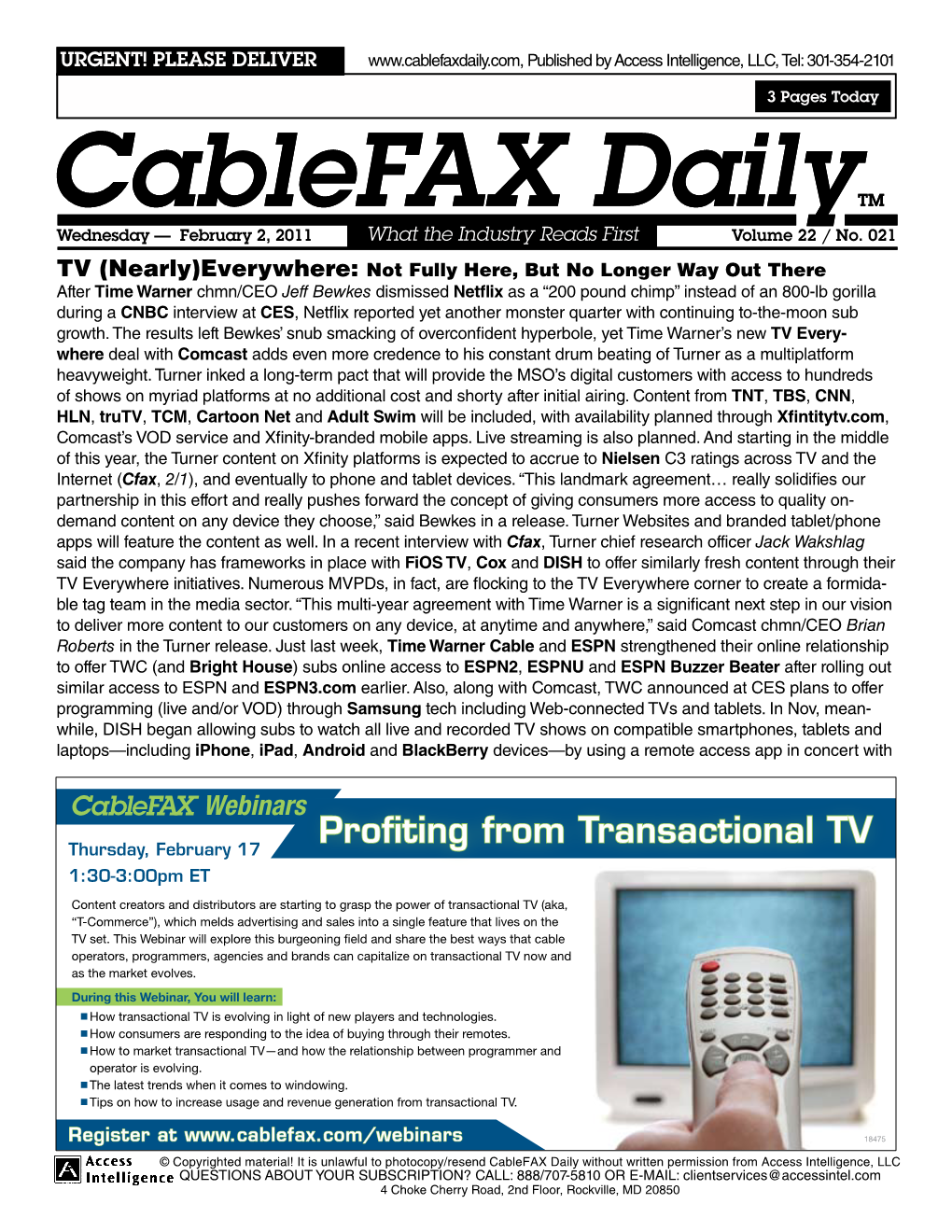 Cablefax Dailytm Cablefax Dailytm