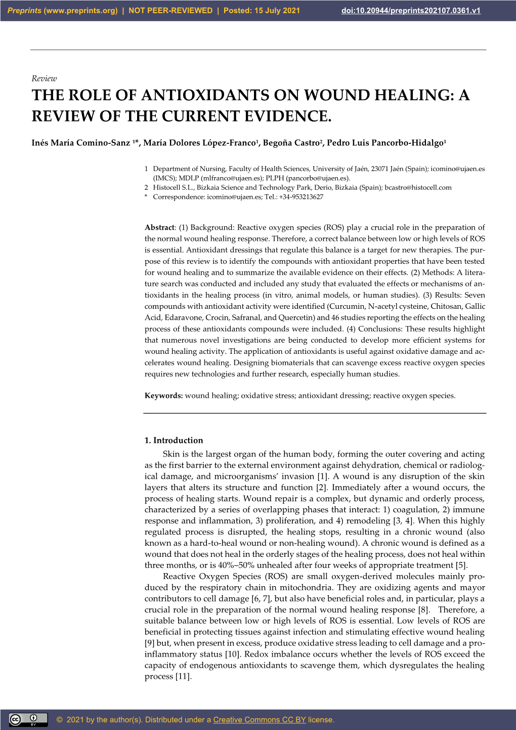 The Role of Antioxidants on Wound Healing: a Review of the Current Evidence