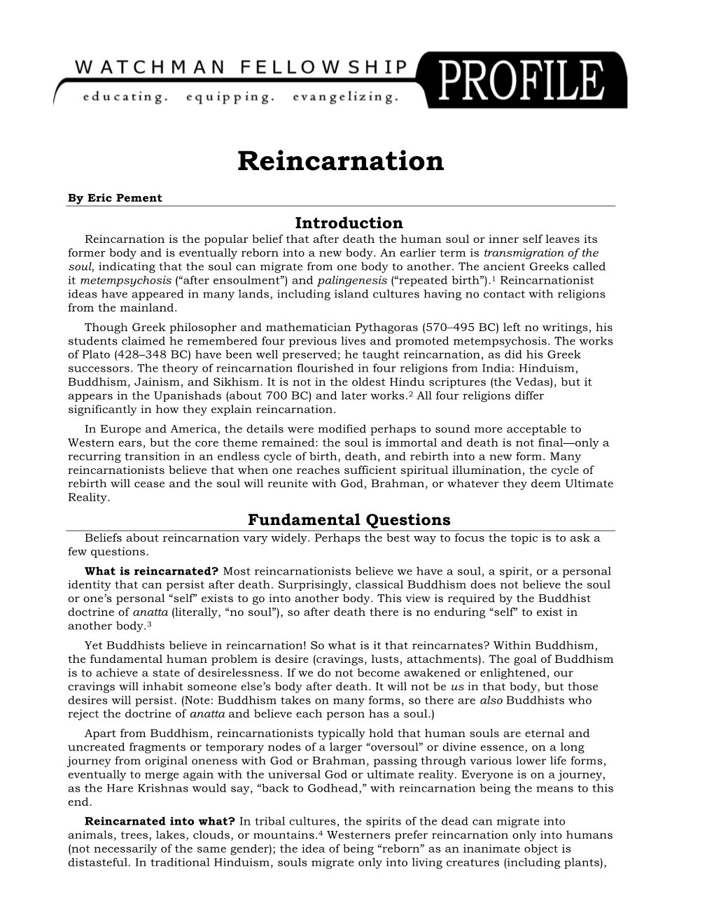 Reincarnation Profile