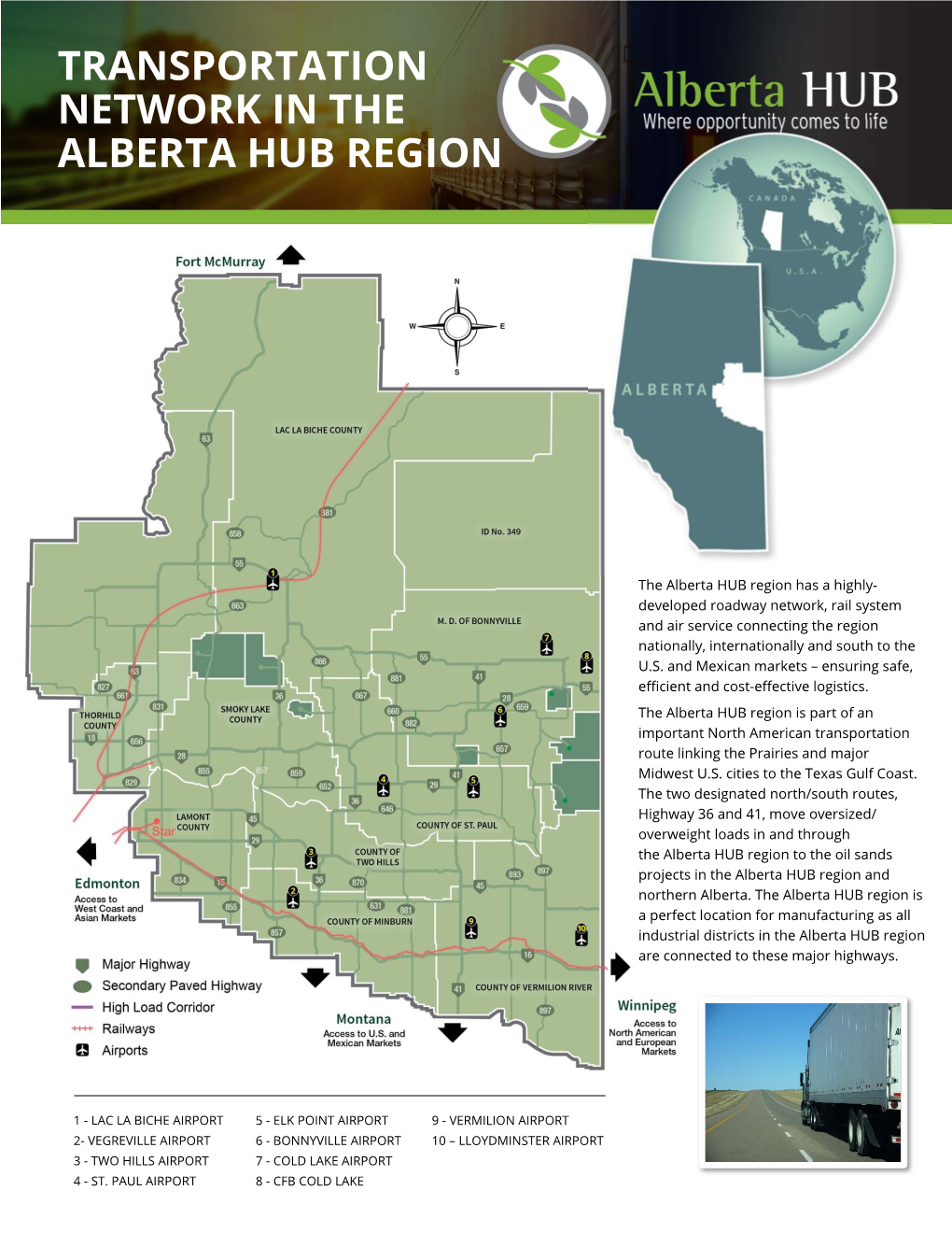 Transportation Network in the Alberta Hub Region