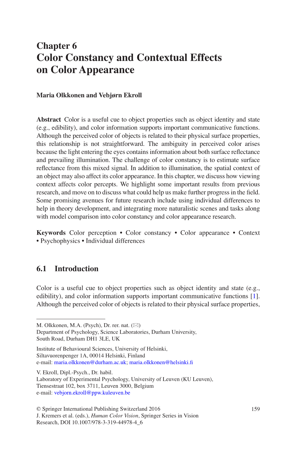 Color Constancy and Contextual Effects on Color Appearance