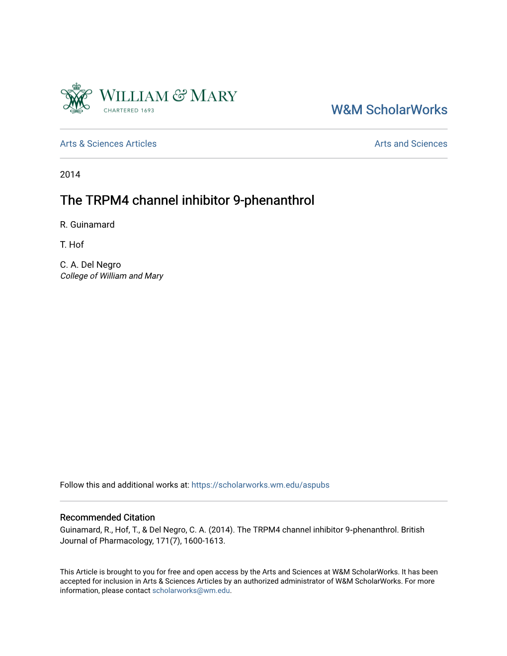 The TRPM4 Channel Inhibitor 9-Phenanthrol