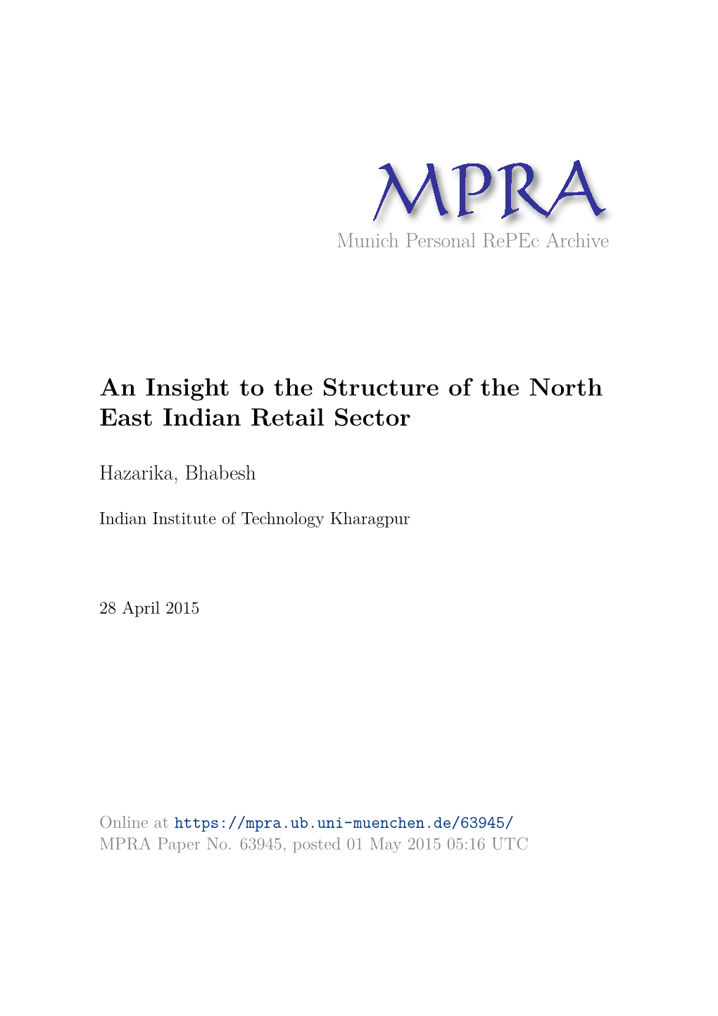 An Insight to the Structure of the Indian Retail Sector