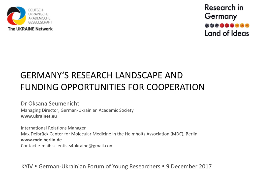 The Helmholtz Association (MDC), Berlin Contact E-Mail: Scientists4ukraine@Gmail.Com