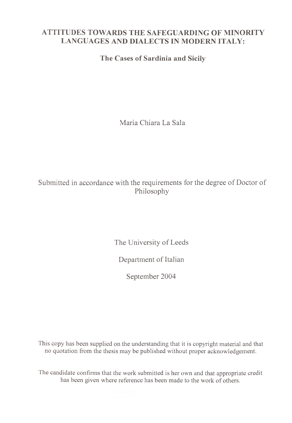 Attitudes Towards the Safeguarding of Minority Languages and Dialects in Modern Italy