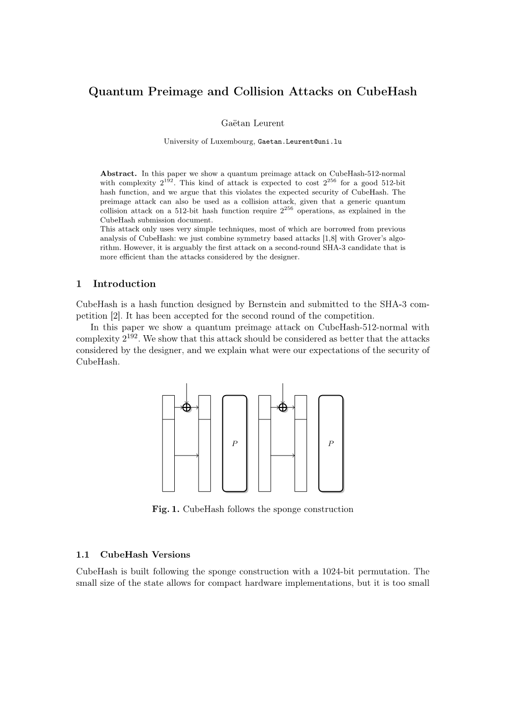 Quantum Preimage and Collision Attacks on Cubehash