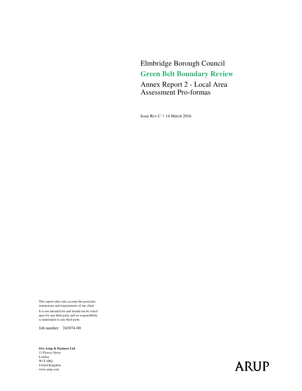 Elmbridge Borough Council Green Belt Boundary Review Annex Report 2 - Local Area Assessment Pro-Formas