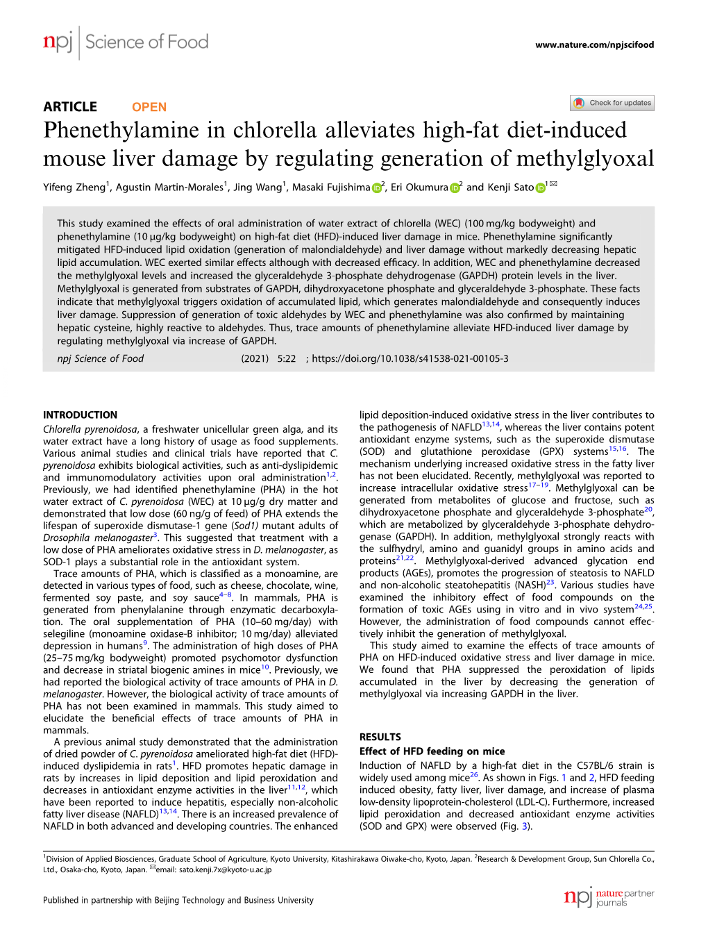 Phenethylamine in Chlorella Alleviates High-Fat Diet-Induced Mouse Liver