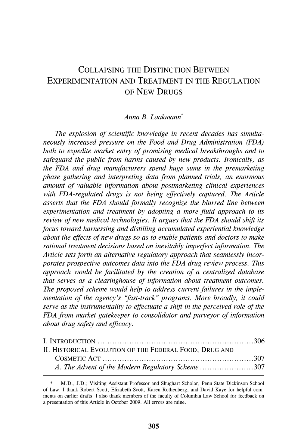 Collapsing the Distinction Between Experimentation and Treatment in the Regulation of New Drugs